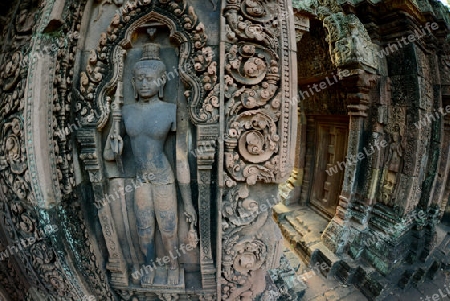 The Tempel Ruin of  Banteay Srei about 32 Km north of the Temple City of Angkor near the City of Siem Riep in the west of Cambodia.