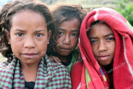 Kinder in einem Bauerndorf beim Bergdorf Maubisse suedlich von Dili in Ost Timor auf der in zwei getrennten Insel Timor in Asien.