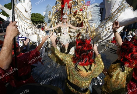 the carneval in the city of Las Palmas on the Island Gran Canary on the Canary Island of Spain in the Atlantic Ocean. 