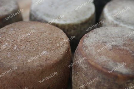 Cheese at a Market in the  mountain Village of  Tejeda in the centre of the Canary Island of Spain in the Atlantic ocean.
