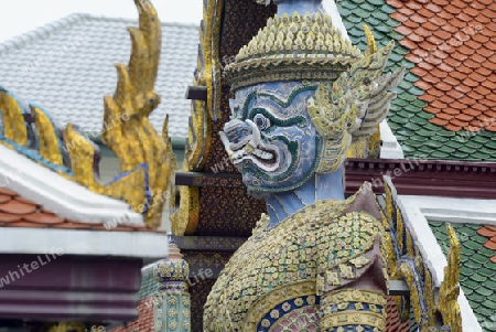 Die Tempelanlage des Wat Phra Kaew in der Hauptstadt Bangkok von Thailand in Suedostasien.