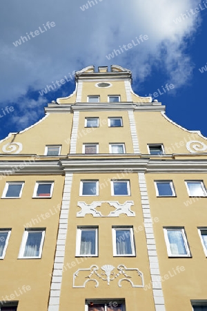 historische Giebel aus dem 19. Jahrhundert, Altstadt   Hansestadt Stralsund, Unesco Weltkulturerbe, Mecklenburg Vorpommern, Deutschland, Europa, oeffentlicherGrund