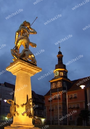 Brunnen und Rathaus in Eisenach