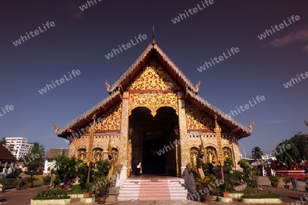 Der Wat Jet Yot in der Altstadt von Chiang Rai in der Provinz chiang Rai im Norden von Thailand in Suedostasien.