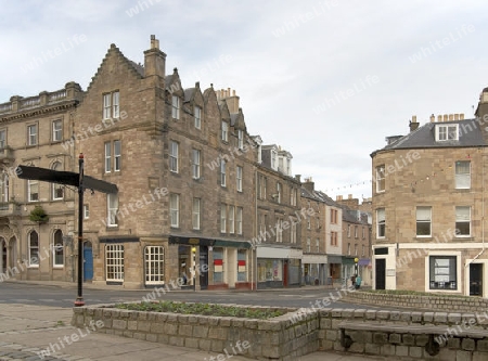 deserted street scenery in Jedburgh (Scotland)