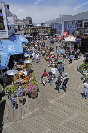  Pier 39 und Fisherman`s Wharf, Touristisches Zentrum  San Francisco, Kalifornien, USA