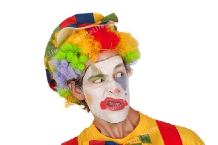 Farbenfroher Clown auf weissem Hintergrund