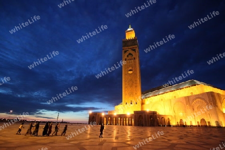 The Hassan 2 Mosque in the City of Casablanca in Morocco , North Africa.