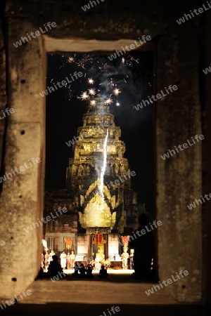 Die Khmer Tempel Anlage von Phimai bei Khorat in der provinz Nakhon Ratchasima im Nordosten von Thailand im Suedwesten von Thailand in Suedostasien. 