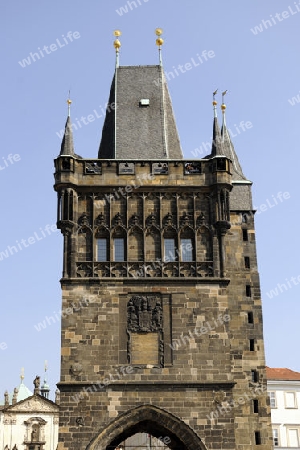 Altstaedter Turm an der Karlsbr?cke,  Prag, Boehmen, Tschechien, Europa