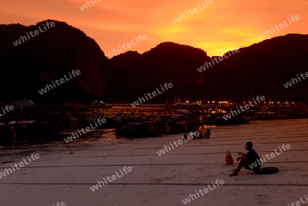 A Beach in the Town of Ko PhiPhi on Ko Phi Phi Island outside of  the City of Krabi on the Andaman Sea in the south of Thailand. 