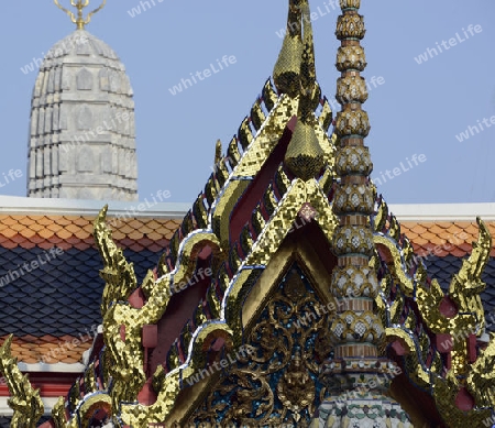 Die Tempelanlage des Wat Pho in der Hauptstadt Bangkok von Thailand in Suedostasien.