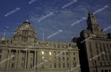 the Bund at the Huangpu River in the City of Shanghai in china in east asia. 