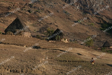 Die Berglandschaft beim Bergdorf Maubisse suedlich von Dili in Ost Timor auf der in zwei getrennten Insel Timor in Asien.  