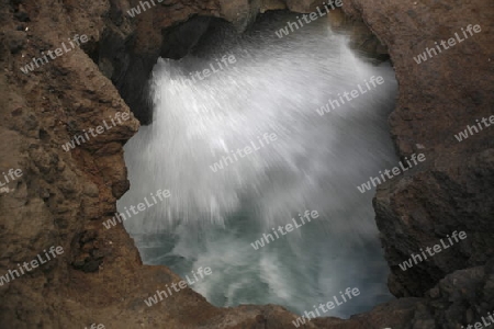 the Landscape of El Golfo on the Island of Lanzarote on the Canary Islands of Spain in the Atlantic Ocean. on the Island of Lanzarote on the Canary Islands of Spain in the Atlantic Ocean.
