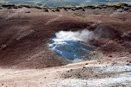 Der S?dwesten Islands, Reykjanes Halbinsel s?dlich von Reykjavik, Solfatare von Krysuvik