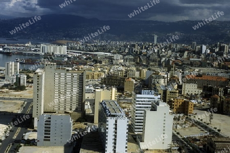 The city centre of Beirut on the coast in lebanon in the middle east.