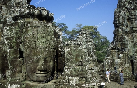 the bayon temple in angkor Thom temples in Angkor at the town of siem riep in cambodia in southeastasia. 