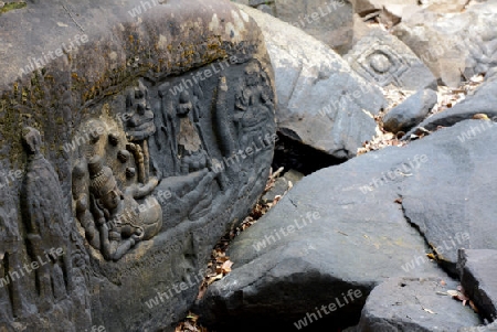 The Tempel Ruin of  Kbal Spean 50 Km northeast of in the Temple City of Angkor near the City of Siem Riep in the west of Cambodia.