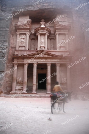 The Al Khazneh Treasury in the Temple city of Petra in Jordan in the middle east.