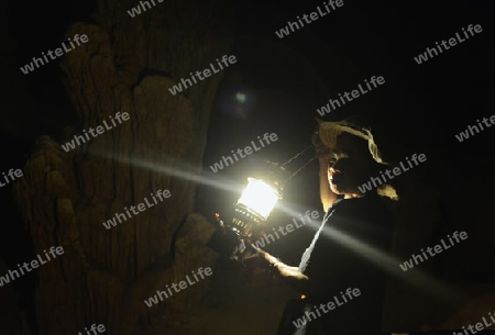 Die Hoehle Cave Pangmapha in der Bergregion von Soppong im norden von Thailand in Suedostasien.