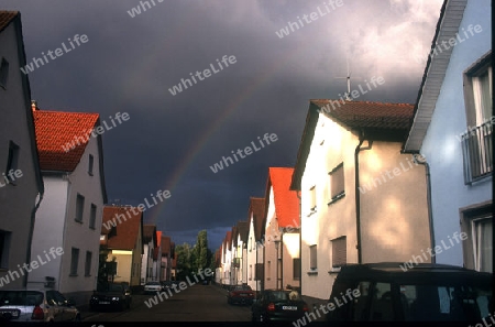 siedlung mit regenbogen