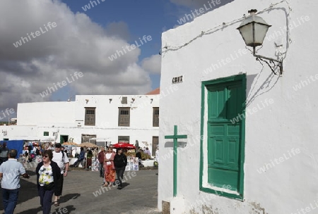  the old town of Teguise on the Island of Lanzarote on the Canary Islands of Spain in the Atlantic Ocean. on the Island of Lanzarote on the Canary Islands of Spain in the Atlantic Ocean.
