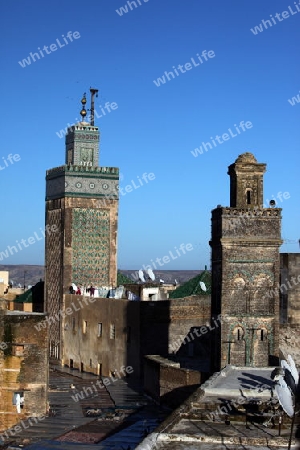 The Medina of old City in the historical Town of Fes in Morocco in north Africa.