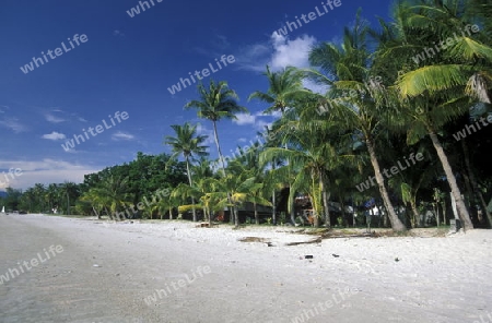 The Beach at Pantai Tanjung Rhu on the coast of Langkawi Island in the northwest of Malaysia