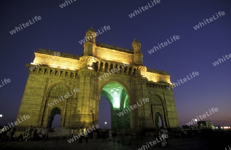 the Gateway of India in the city of Bombay or Mumbai in India.