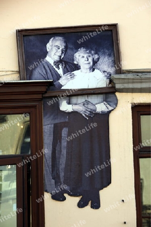 a House decoration in the old Town of the City Vilnius in the Baltic State of Lithuania,  