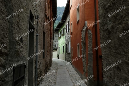 The old Town of Cannobio on the Lago maggiore in the Lombardia  in north Italy. 