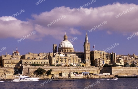 The St Paul Anglikan Cathedral at the Grand Harbour in the City of Valletta on Malta in Europe.