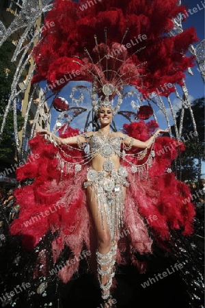 the carneval in the city of Las Palmas on the Island Gran Canary on the Canary Island of Spain in the Atlantic Ocean. 