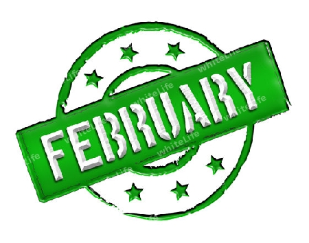 Sign, symbol, stamp or icon for your presentation, for websites and many more named FEBRUARY