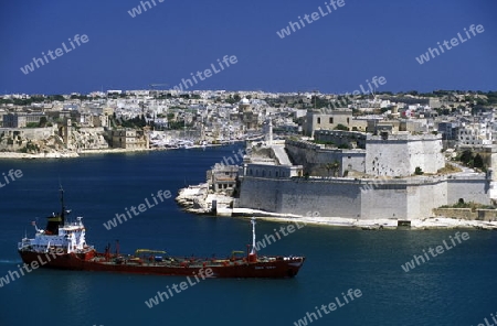 The centre of the Old Town of the city of Valletta on the Island of Malta in the Mediterranean Sea in Europe.
