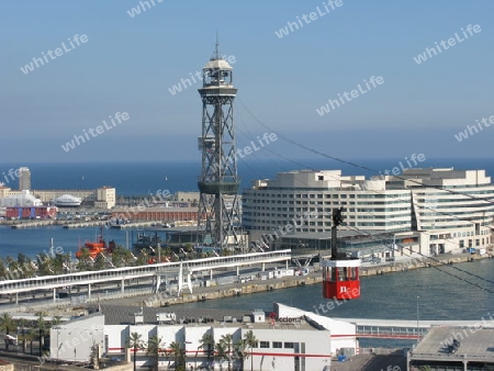 Barcelona. Torre Jaume, Hafen und Seilbahn