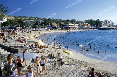 a Beach near St Gilles les Bains on the Island of La Reunion in the Indian Ocean in Africa.