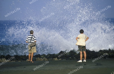 a Beach near St Gilles les Bains on the Island of La Reunion in the Indian Ocean in Africa.