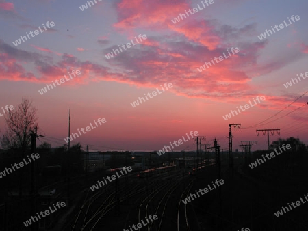 Bahnhof im Sonnenuntergang