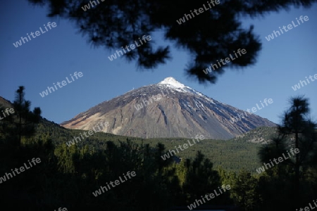 The Volcano Teide on the Island of Tenerife on the Islands of Canary Islands of Spain in the Atlantic.  