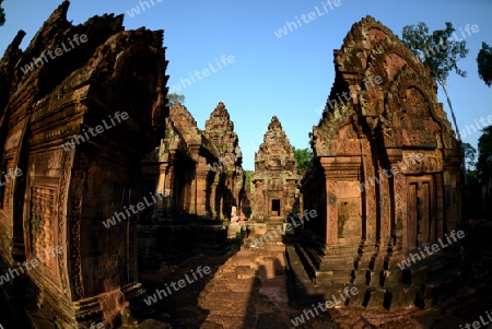 The Tempel Ruin of  Banteay Srei about 32 Km north of the Temple City of Angkor near the City of Siem Riep in the west of Cambodia.