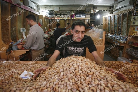 the Market or Souq in the city of Aqaba on the red sea in Jordan in the middle east.