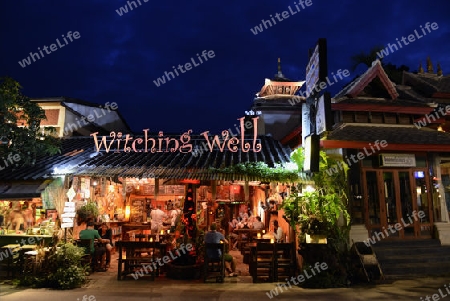 Ein Restaurant in Pai im norden von Thailand in Suedostasien.