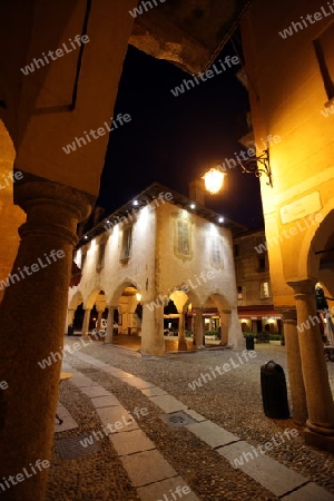 The Square in the Fishingvillage of Orta on the Lake Orta in the Lombardia  in north Italy. 