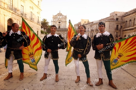 a history ceremony in the old Town of Siracusa in Sicily in south Italy in Europe.