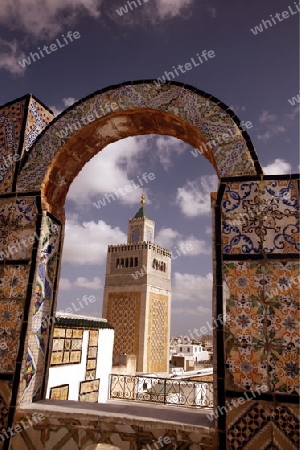 Afrika, Nordafrika, Tunesien, Tunis
Die Grosse Moschee Zaytouna von einer Dachterasse in der Medina oder  Altstadt der Tunesischen Hauptstadt Tunis. 






