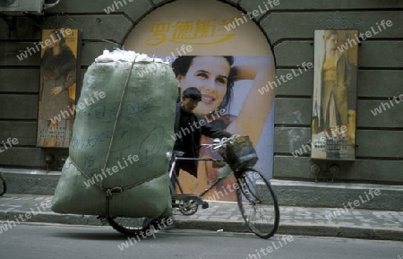 a bicycle transport in the City of Shanghai in china in east asia. 