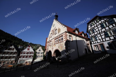 the old town of the villige Schiltach in the Blackforest in the south of Germany in Europe.