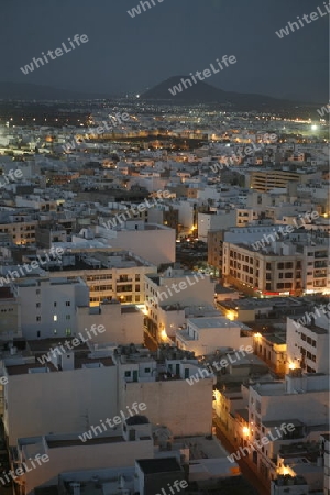 The City of Arrecife on the Island of Lanzarote on the Canary Islands of Spain in the Atlantic Ocean. on the Island of Lanzarote on the Canary Islands of Spain in the Atlantic Ocean.
